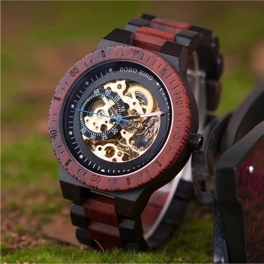 Luxury Ebony & Sandalwood Automatic Kinetic Watch